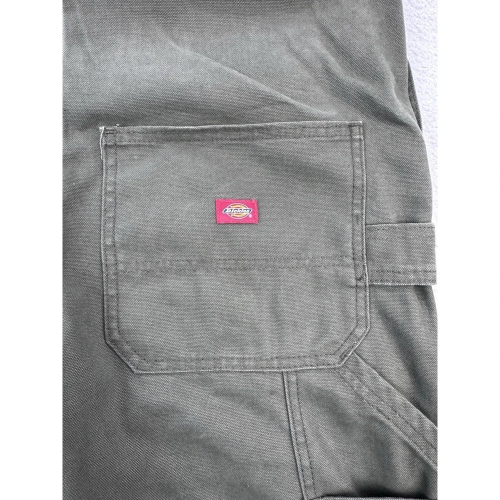 Dickies Bib Overalls Women M Mil Green Straight Duck Denim 36x32 Work Utility
